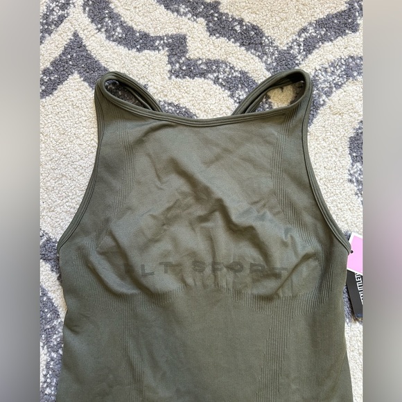 FREE w/ PURCHASE NWT PrettyLittleThing Olive Seamless Strappy Gym Unitard - Picture 5 of 8